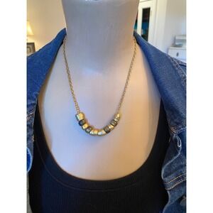 Chico's Mixed Metal Nugget Bead Gold Tone Cable Chain Necklace Minimalist Boho